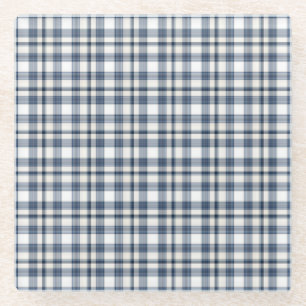 Dessous-de-verre En Verre Plaid blanc bleu 1