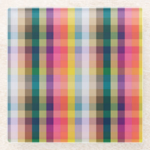 Dessous-de-verre En Verre Plaid écossais abstrait