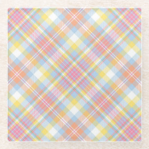Dessous-de-verre En Verre Plaid en pastel de rayure