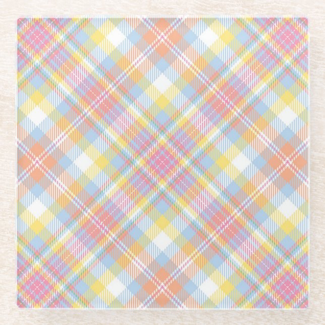 Dessous-de-verre En Verre Plaid en pastel de rayure (Devant)