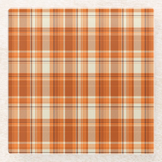 Dessous-de-verre En Verre Plaid orange (Devant)