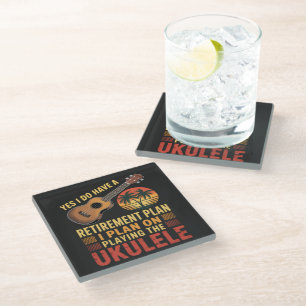 Dessous-de-verre En Verre Plan de retraite Ukulele Drôle