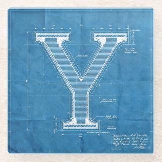 Dessous-de-verre En Verre Plan directeur monogramme lettre Y