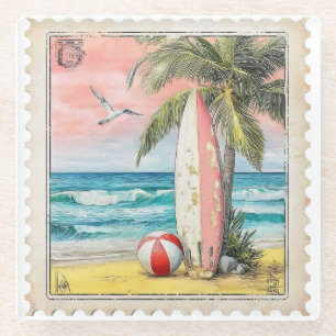 DESSOUS-DE-VERRE EN VERRE PLANCHE DE SURF D'ÉTÉ EN VINTAGE ABÎMÉ TROP MIGNON