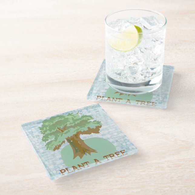 DESSOUS-DE-VERRE EN VERRE PLANTE A TREE  (Incliné)