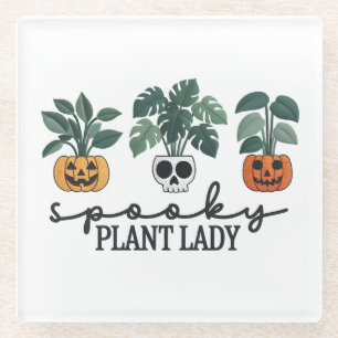 Dessous-de-verre En Verre Plante éffrayant Lady Halloween Monstera Design