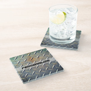 Dessous-de-verre En Verre Plaque en acier diamanté personnalisée pour usage