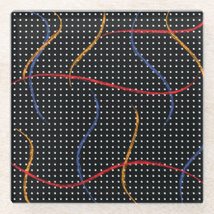 Dessous-de-verre En Verre Plaque et points de peinture rétro