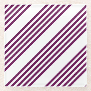 Dessous-de-verre En Verre Plum et blanc cinq bandes motif
