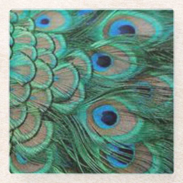 Dessous-de-verre En Verre plumes de paons 1 (Devant)