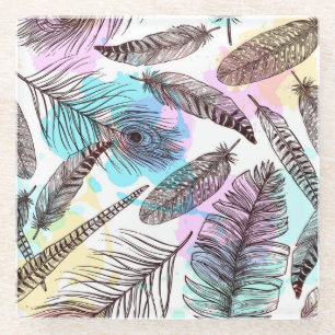 Dessous-de-verre En Verre Plumes de paquetage