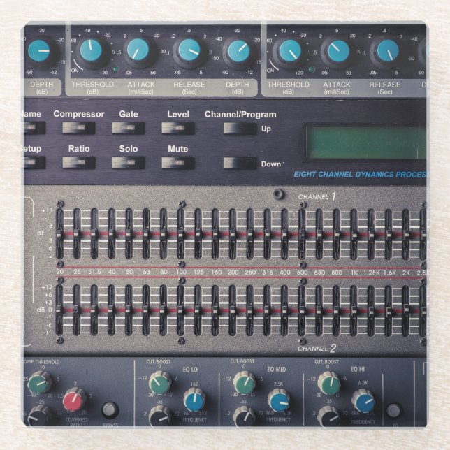 Dessous-de-verre En Verre Plusieurs boutons Sound Mixer Studio (Devant)