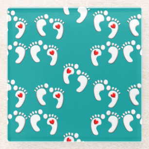 Dessous-de-verre En Verre Podiatriste pieds Motif Turquoise
