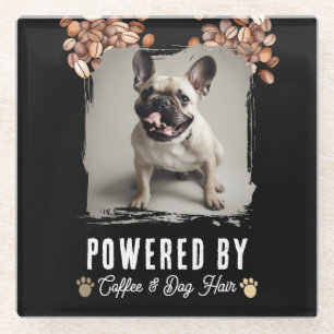 Dessous-de-verre En Verre Poils de chien et café Photo drôle d'animal de com