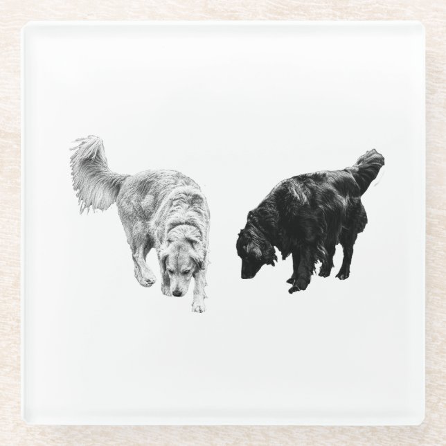 Dessous-de-verre En Verre Pointe de table d'aération — Retriever Duo (Devant)