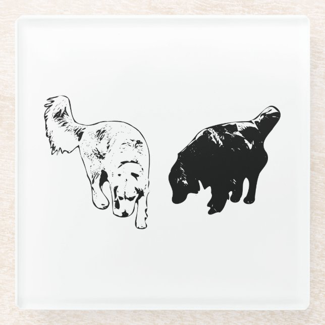 Dessous-de-verre En Verre Pointe de table d'aération — Retriever Duo (Devant)