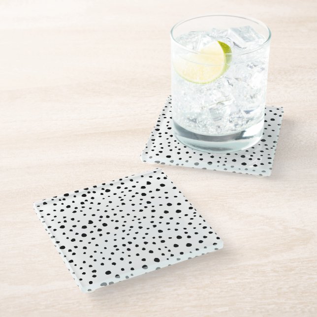 Dessous-de-verre En Verre Points dalmatiens, Points dalmatiens, Noir et Blan (Incliné)