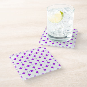 Dessous-de-verre En Verre Points de polka violets, motif à pois, points, poi