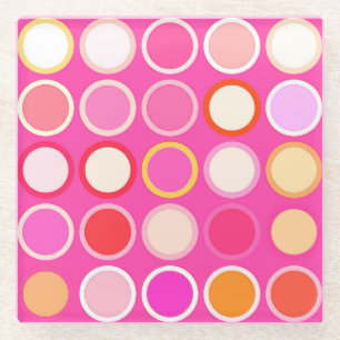 Dessous-de-verre En Verre Points modernes du milieu du siècle - rose profond