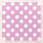 Dessous-de-verre En Verre Pois blancs sur rose pâle<br><div class="desc">Pois blancs sur rose pâle</div>