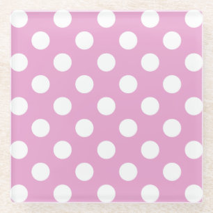 Dessous-de-verre En Verre Pois blancs sur rose pâle