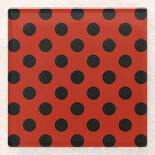 Dessous-de-verre En Verre Pois noirs en rouge