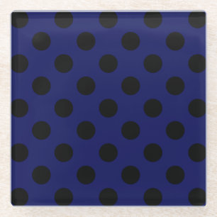 Dessous-de-verre En Verre Pois noirs sur bleu marine