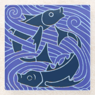 Dessous-de-verre En Verre Poisson Gras Baignade Océan Bleu Pêche