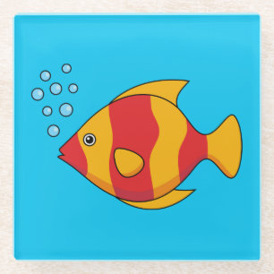 Dessous-de-verre En Verre Poisson rouge orange tropical