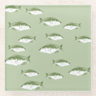 Dessous-de-verre En Verre Poisson vert olive