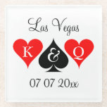 Dessous-de-verre En Verre Poker casino sur mesure Las Vegas dessous de verre<br><div class="desc">Casino Las Vegas thème de mariage dessous de verre de soirée. Verre avec nom personnalisé monogramme lettres de mariée et mariée ou couple marié(e). Jouer carte convient à la conception avec reine et roi des coeurs plus pique. Mignonnes fournitures de fête pour destination mariage, anniversaire, fiançailles, douche nuptiale, bachelorette, lune...</div>