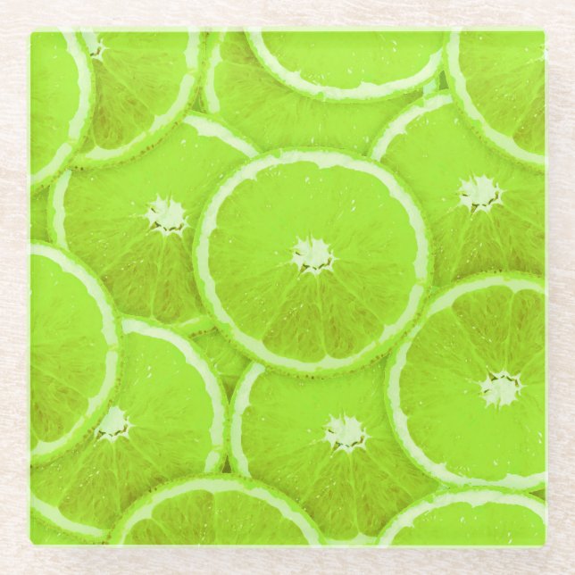Dessous-de-verre En Verre Pop Art Lime Slices (Devant)