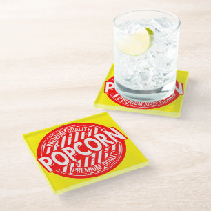 Dessous-de-verre En Verre *Popcorn* Étiquette Dessous de verre 