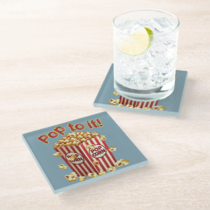 Dessous-de-verre En Verre Poppin' avec Style - "Pop to it!"