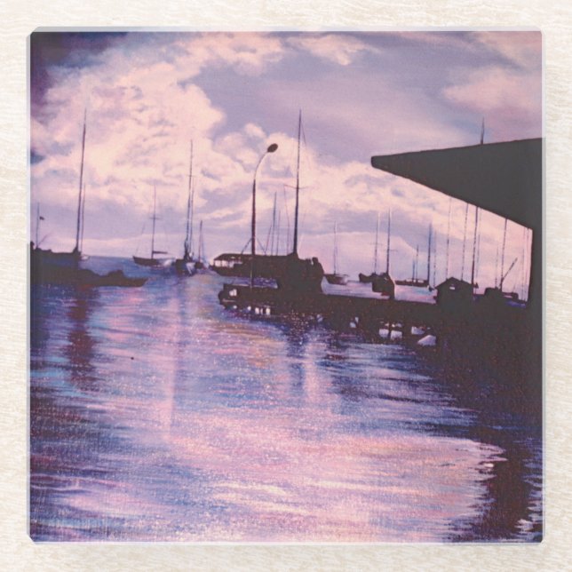 Dessous-de-verre En Verre Port de Fort de France, Martinique (Devant)