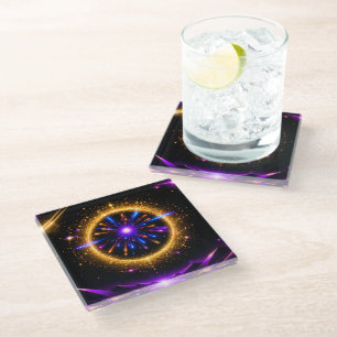 Dessous-de-verre En Verre Portail Cosmique Radieux Toile Étendue de Galaxi