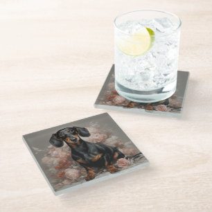 Dessous-de-verre En Verre Portraits de races de chiens de fleurs 2