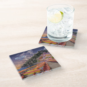 Dessous-de-verre En Verre Positano Italie Côte Amalfi Sunset Vintage voyage
