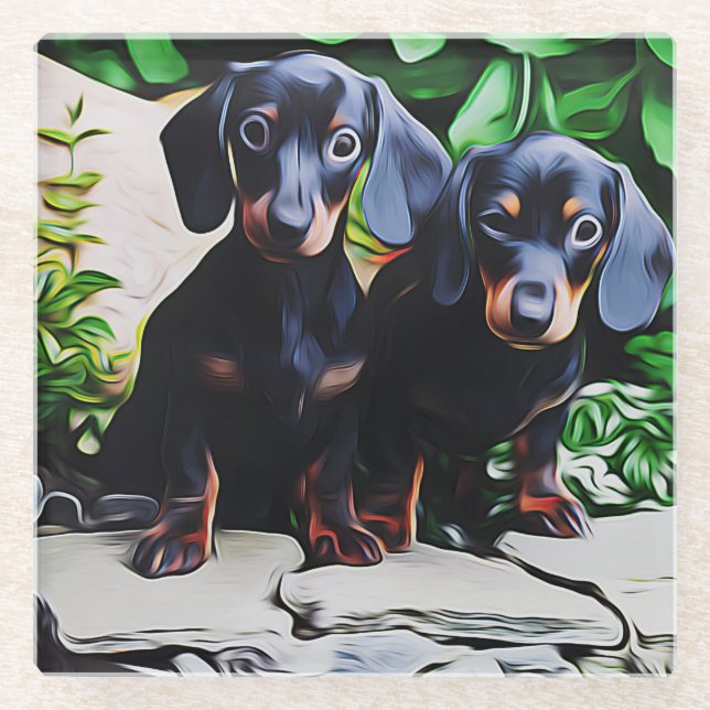 Dessous-de-verre En Verre Poster d'anniversaire du Jardin d'été de Chien Dac (Devant)