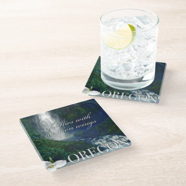 Dessous-de-verre En Verre Poster de la cascade de l'Oregon (Incliné)