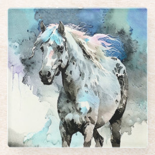 Dessous-de-verre En Verre Pouliche Appaloosa fringante Aquarelle