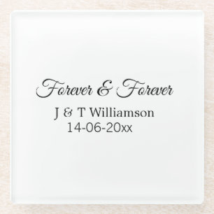 Dessous-de-verre En Verre Pour toujours & toujours ajouter nom de couple dat