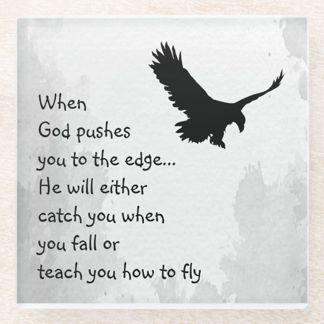 Dessous-de-verre En Verre Poussé à l'extrémité Dieu attrape ou enseigne à vo (Devant)