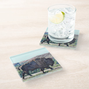Dessous-de-verre En Verre Prairie faunique américaine de bisons