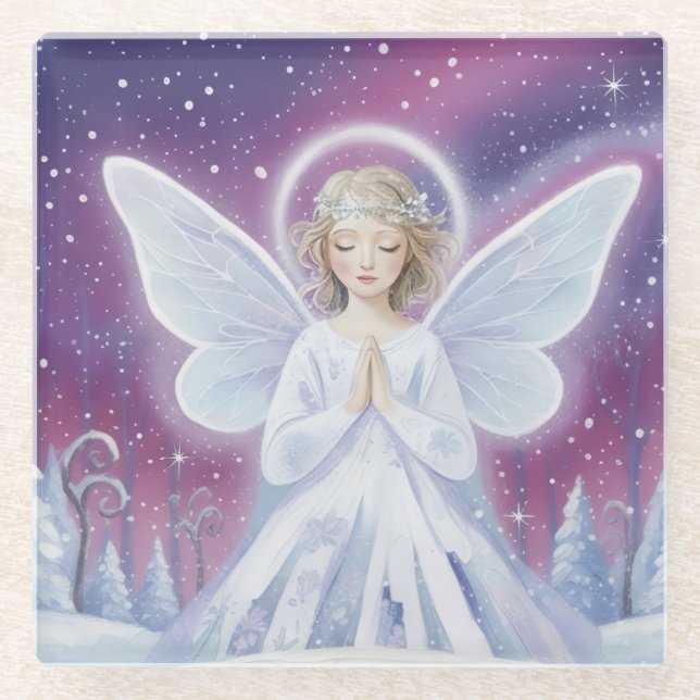 Dessous-de-verre En Verre PrayingWinterAngel (Devant)