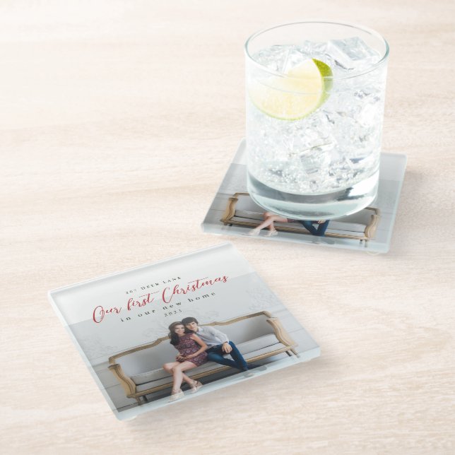 Dessous-de-verre En Verre Premier Noël dans notre nouvelle adresse (Incliné)