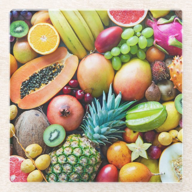 Dessous-de-verre En Verre Présentation délicieuse de fruits (Devant)