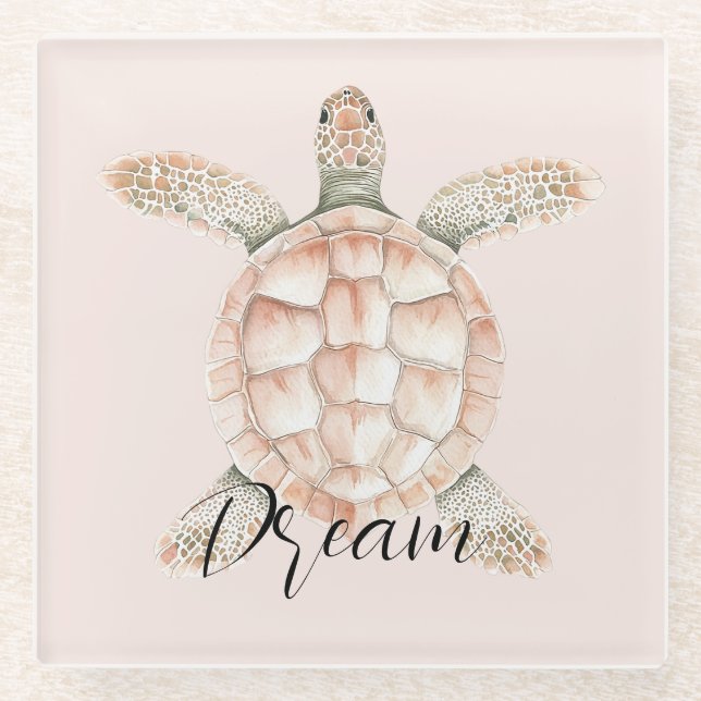 Dessous-de-verre En Verre Pretty Peach Sea Turtle Dream (Devant)