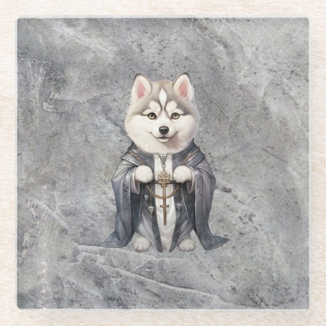 Dessous-de-verre En Verre Priest King Siberian Husky Dog (Devant)