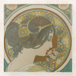 Dessous-de-verre En Verre Primrose par Alphonse Mucha